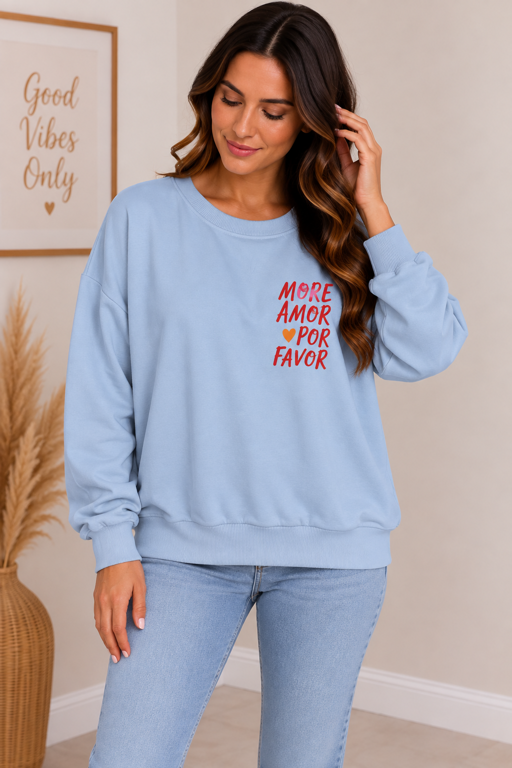 Sweat “More Amor Por Favor” 100% coton – Taille unique jusqu’au 44