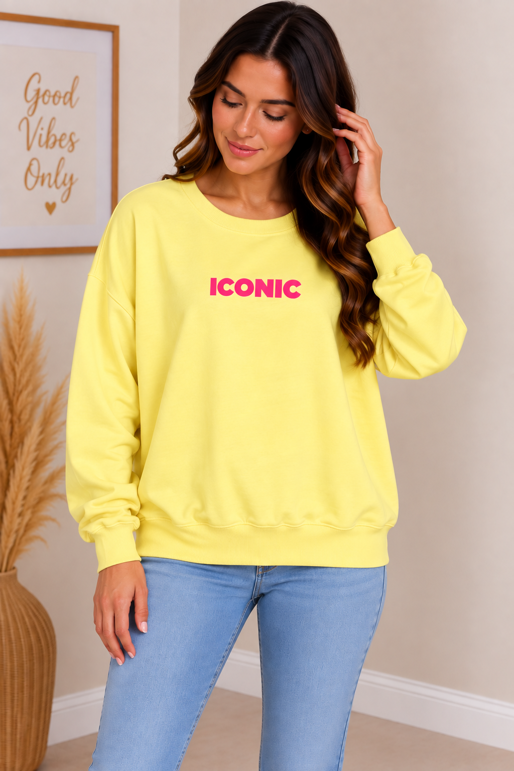 Sweat femme ICONIC 100% coton – Taille unique jusqu’au 44