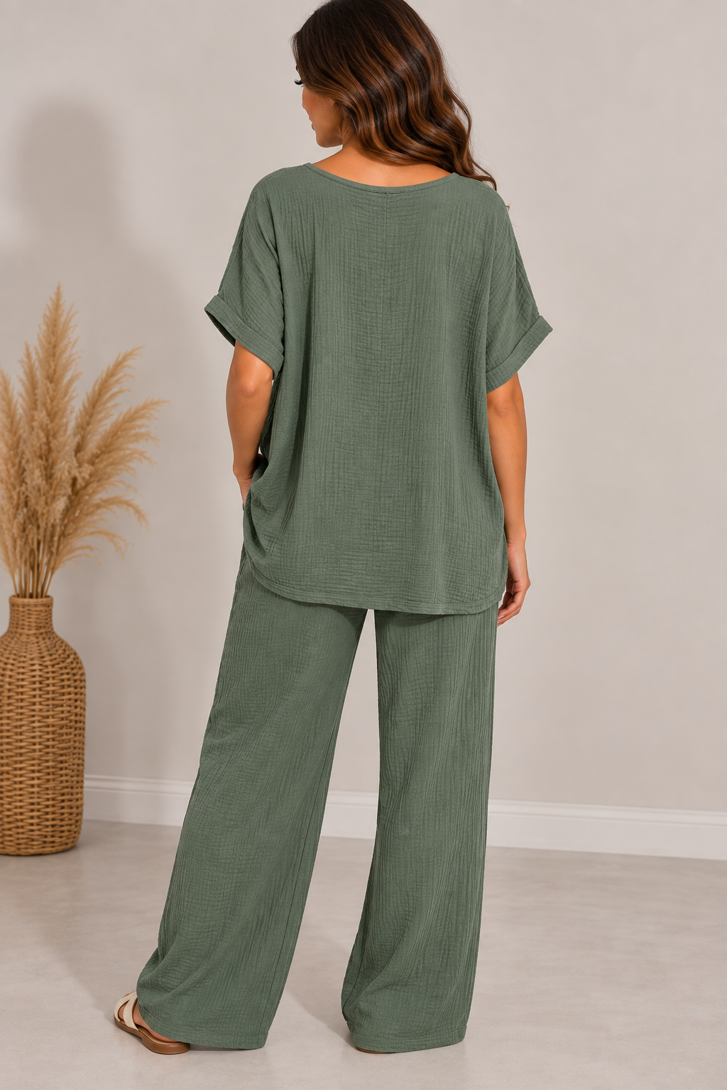 Ensemble femme gaze de coton avec collier