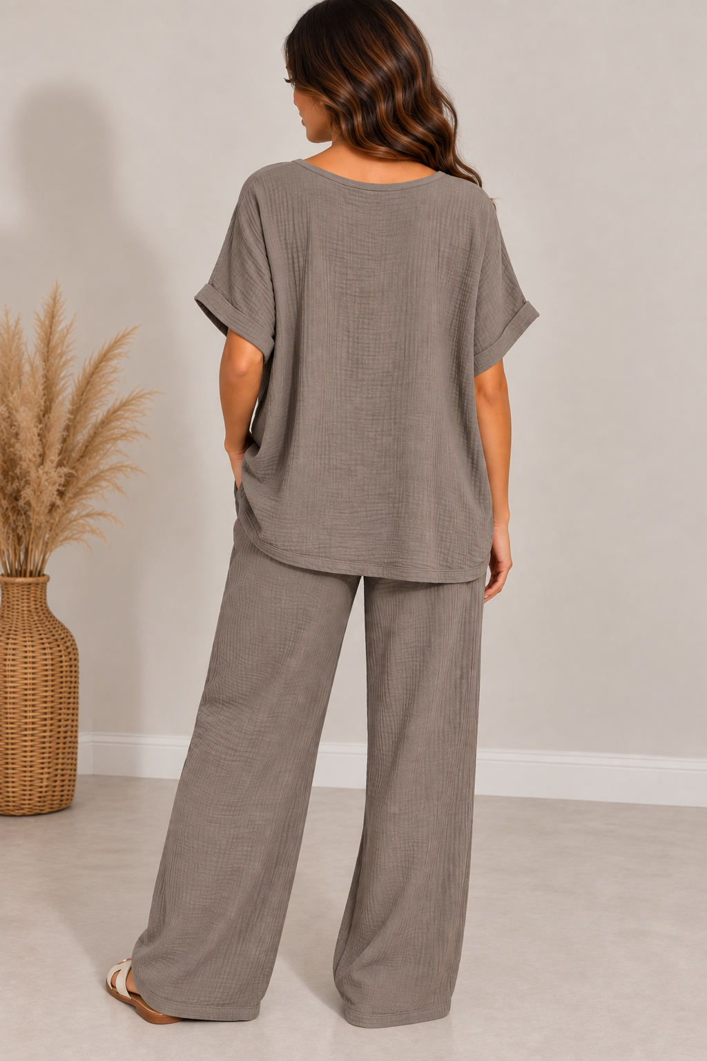 Ensemble femme gaze de coton avec collier