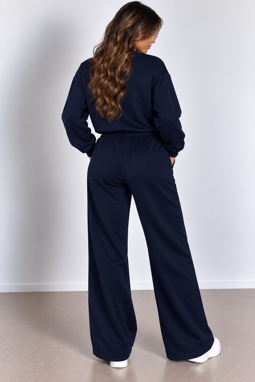 Ensemble Bomber Zippé & Pantalon Large Taille Haute