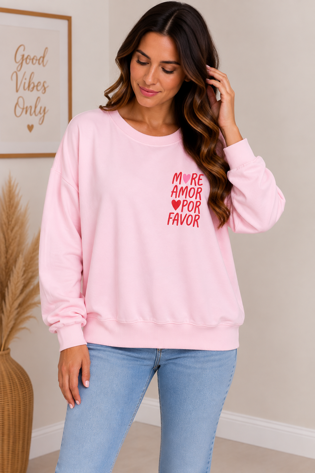 Sweat “More Amor Por Favor” 100% coton – Taille unique jusqu’au 44