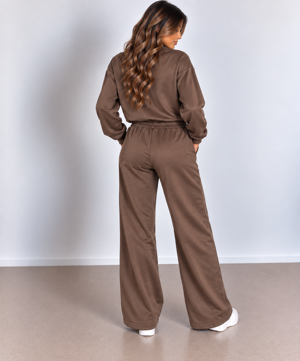 Ensemble Bomber Zippé & Pantalon Large Taille Haute