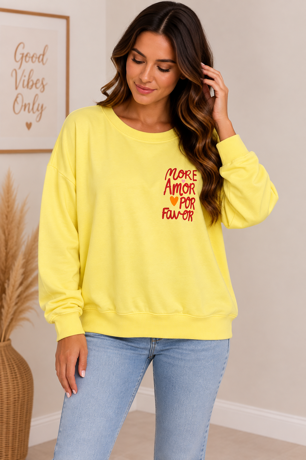 Sweat “More Amor Por Favor” 100% coton – Taille unique jusqu’au 44