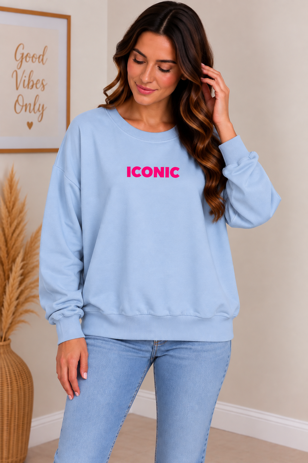 Sweat femme ICONIC 100% coton – Taille unique jusqu’au 44